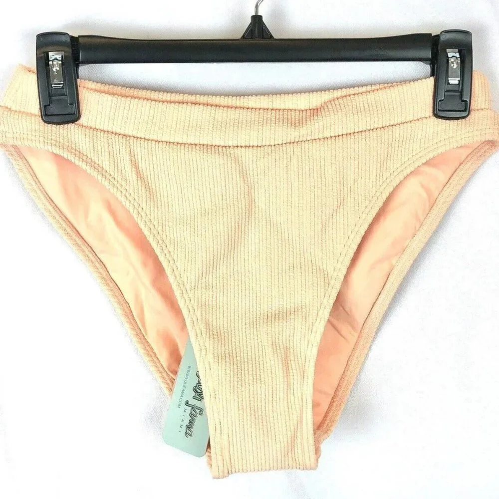 Luli Fama Women’s High Leg High Waist Bikini Bottom, Peached Colored, Size XL